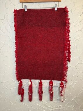 NWOT Mud Pie Red Tassel Table Runner